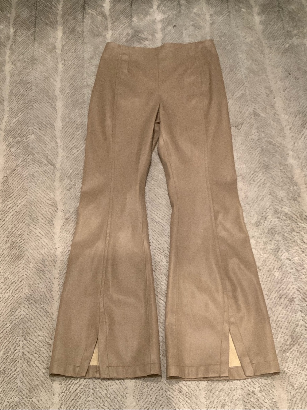 We The Free Taupe Faux Leather Flare Pants